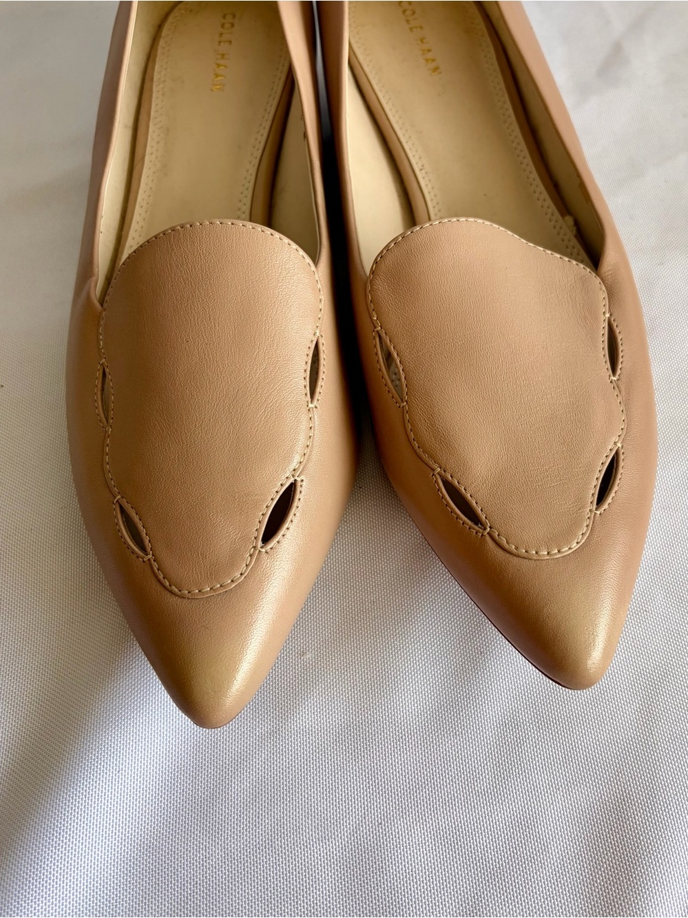 Cole Haan Blush Tan Pointed-Toe Leather Loafers - Picture 11 of 14